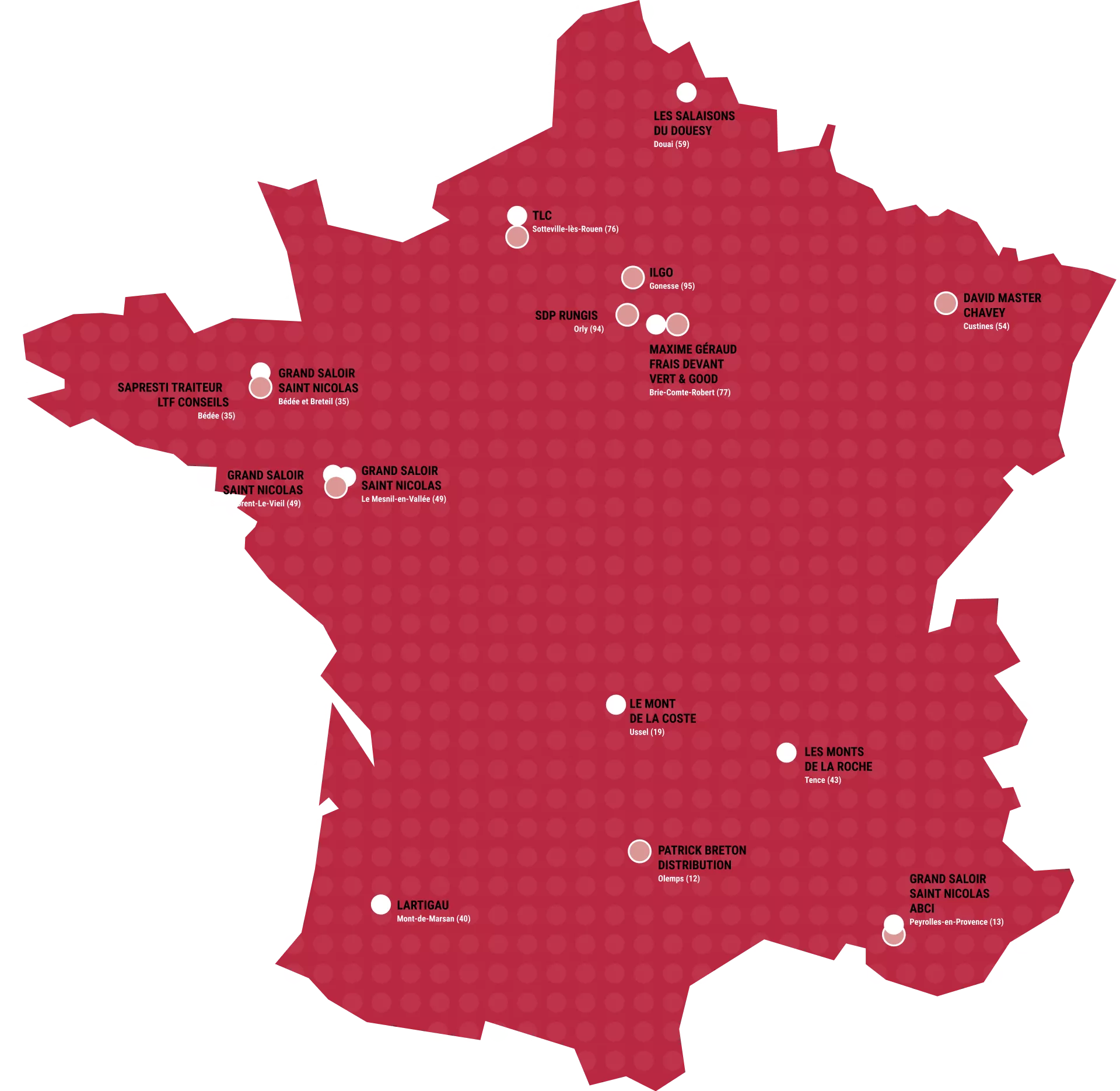 Implantations Loste en France métropolitaine